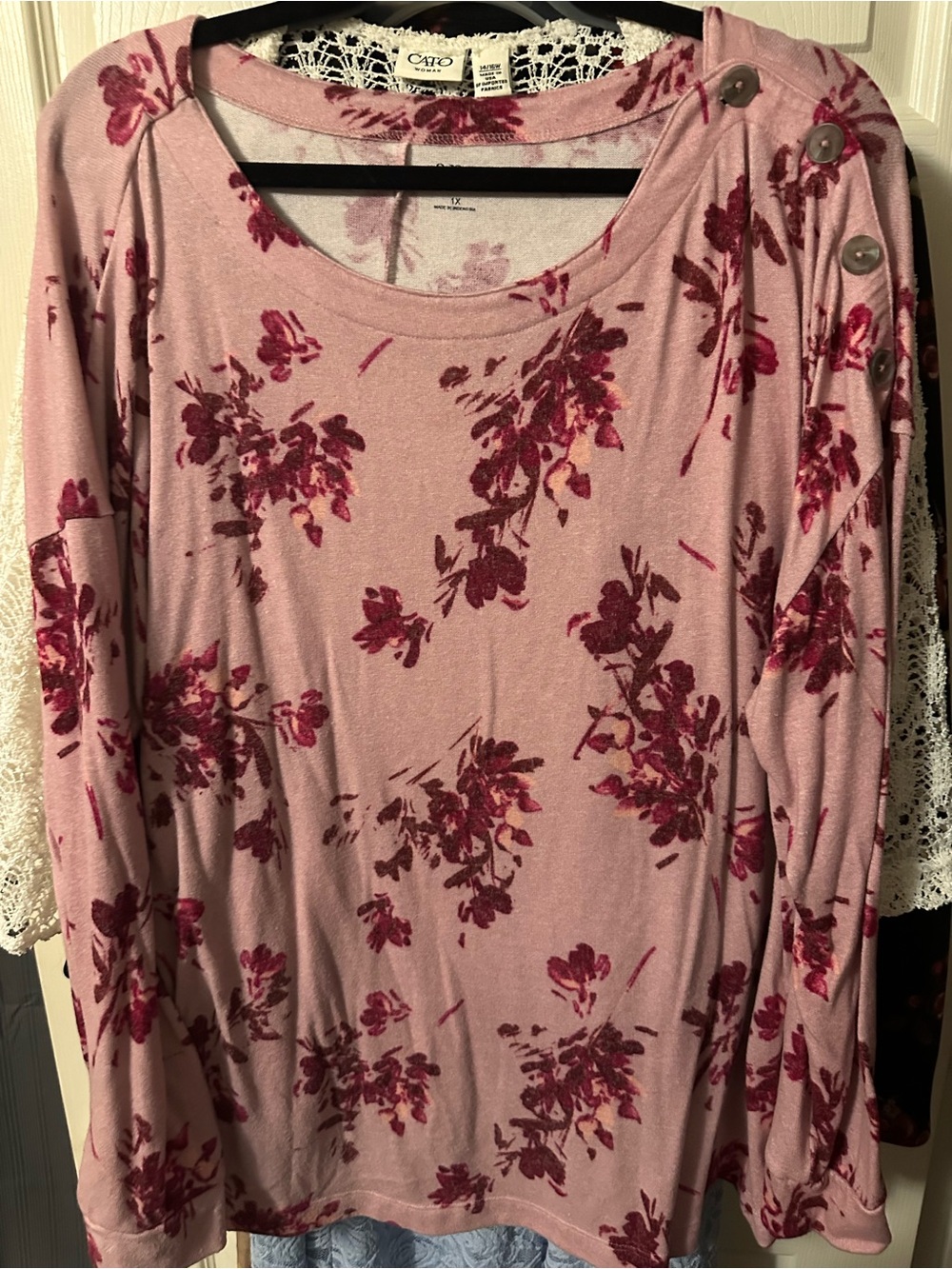 a.n.a Floral Long Sleeve Top Pink & Red XL